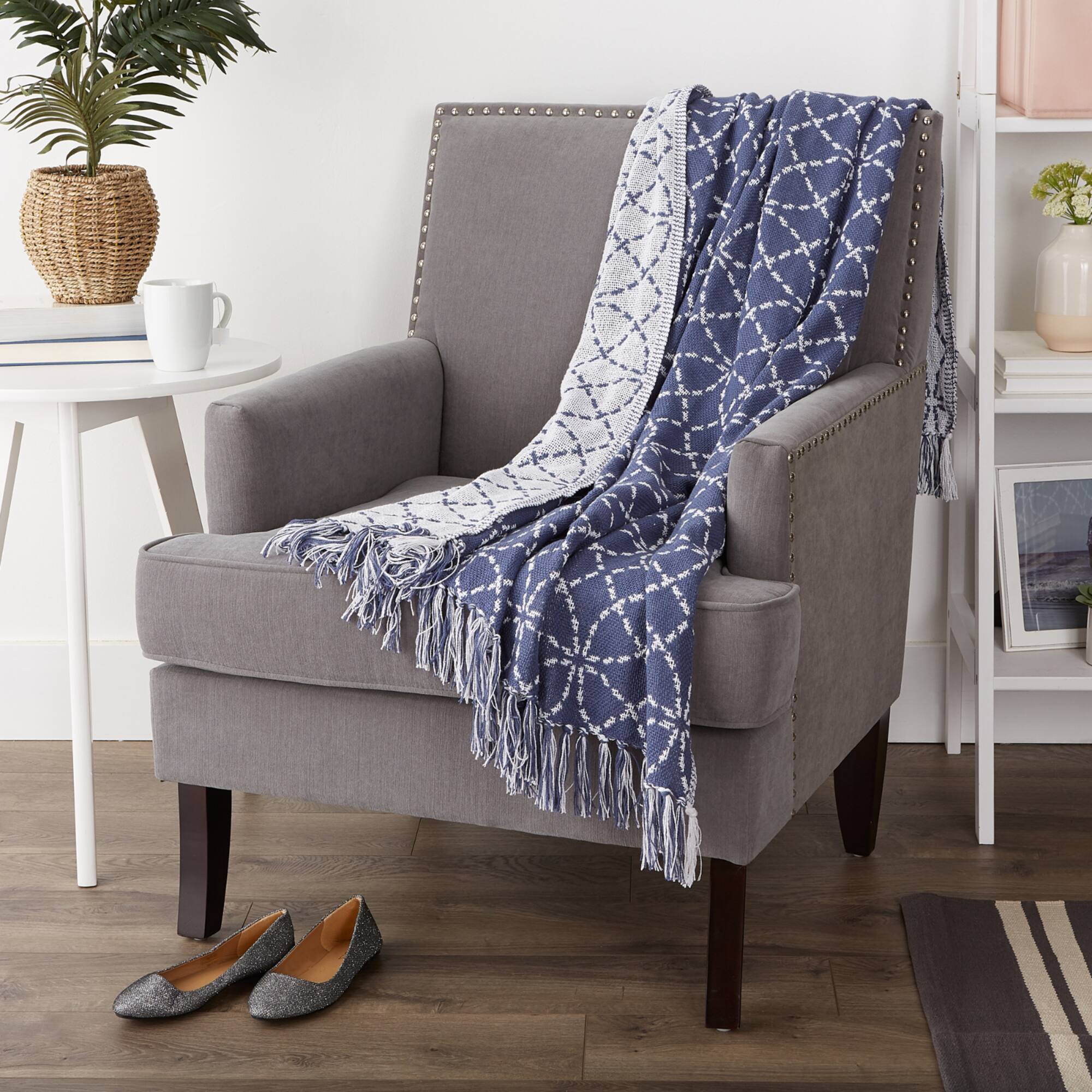 French Blue Concentric Circles Throw